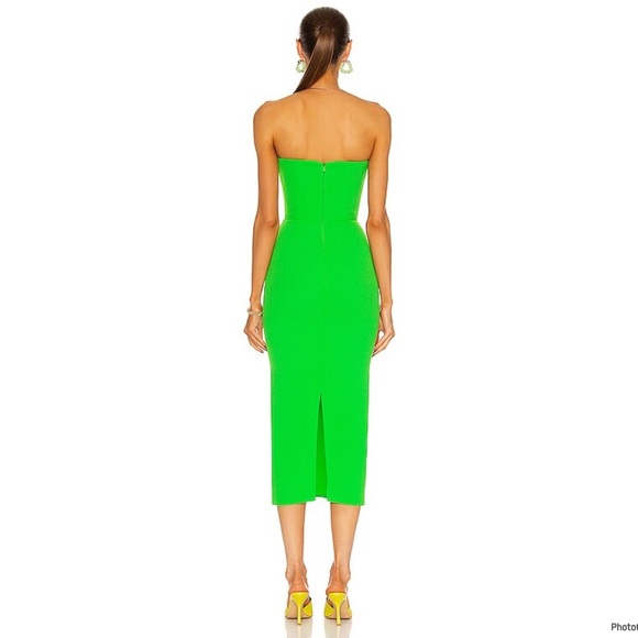 ALEX PERRY darcy stretch crepe sweetheart drape strapless dress green Sz 8 NWT - Picture 3 of 11